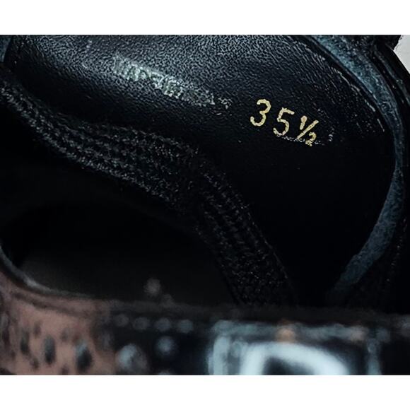 Authentic Prada Black Leather Lasercut Accents Oxford Platform Shoes Size 35.5 - Picture 7 of 9